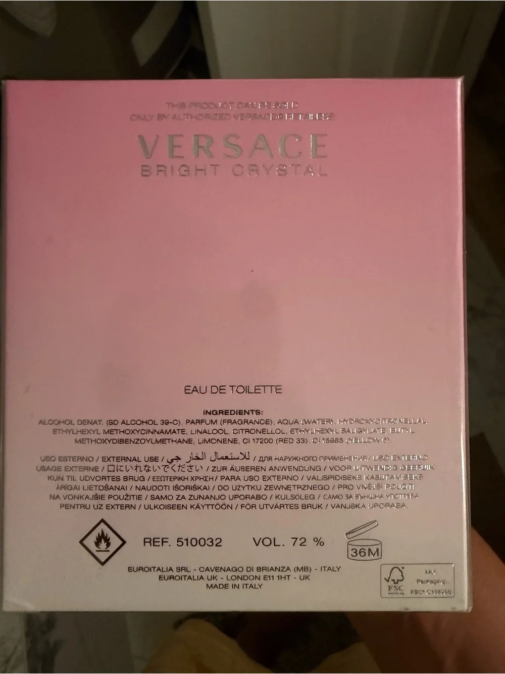 Versace Pink Metallic Bright Crystal Box